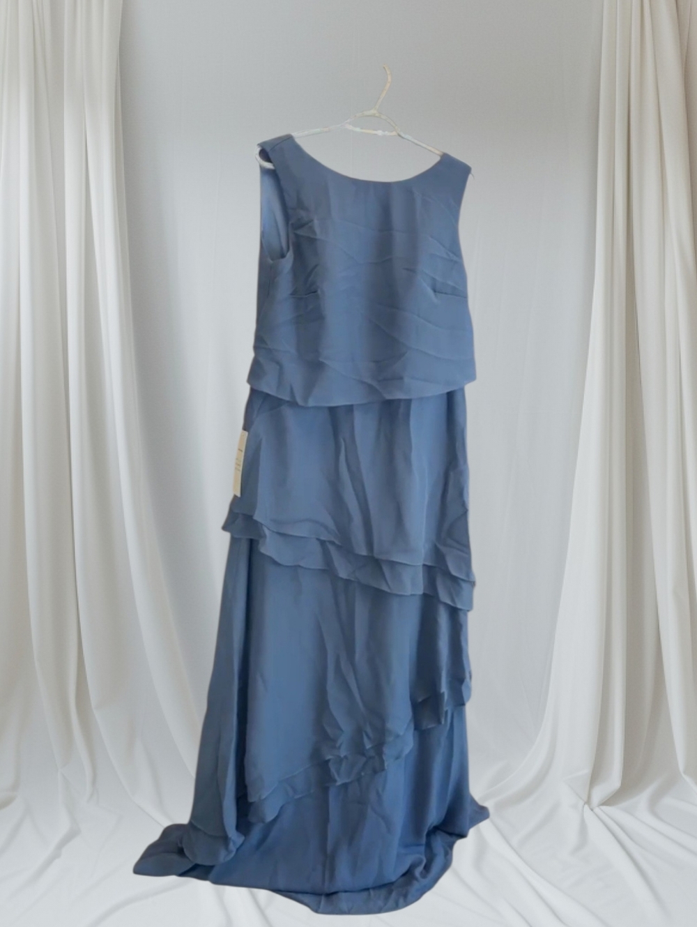 Layered Chiffon Sleeveless Dress in Dusty Blue